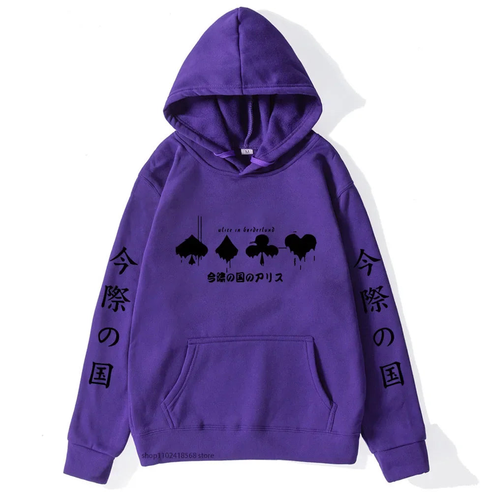 Hoodies Men Cartoon Cards Sweatshirt Harajuku Graphic Streetwear Women Anime Tops Men Clothing Y2k Sudaderas