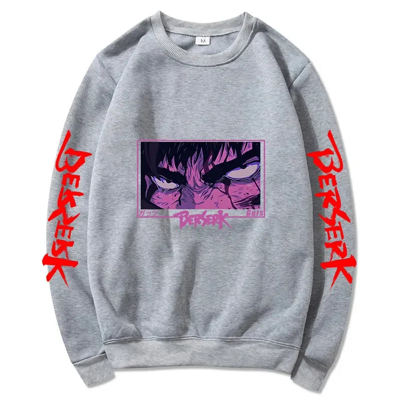 Autumn and Winter Anime Men's Pullover - Harajuku Style Berserker Pattern Loose Hoodie. Fashionable Unisex Long Sleeves