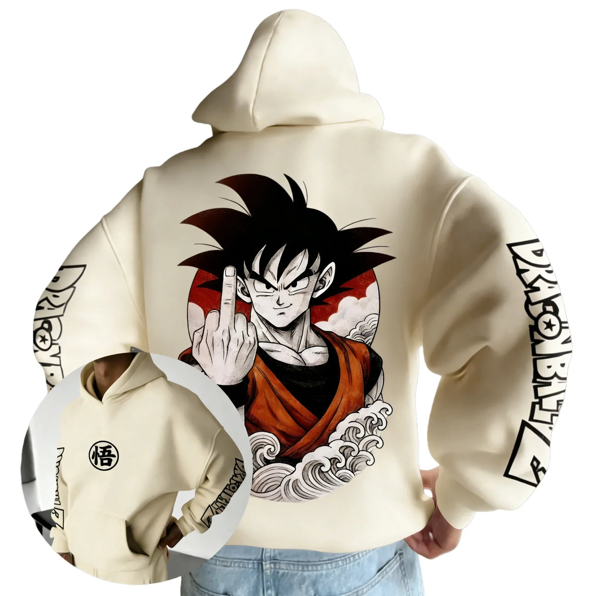 Retro Anime Hoodie. Japanese Style Goku Print Men's Pure Cotton Hoodie. Casual Loose Sports Daily Version