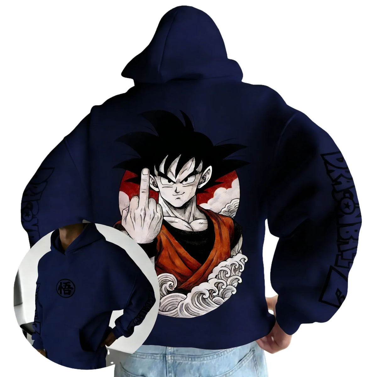 Retro Anime Hoodie. Japanese Style Goku Print Men's Pure Cotton Hoodie. Casual Loose Sports Daily Version