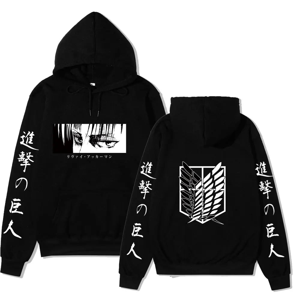 Hoodie Men Women 2025 Winter Cotton Sweatshirt Levi Ackerman Portrait Eye Patch Design Japanese