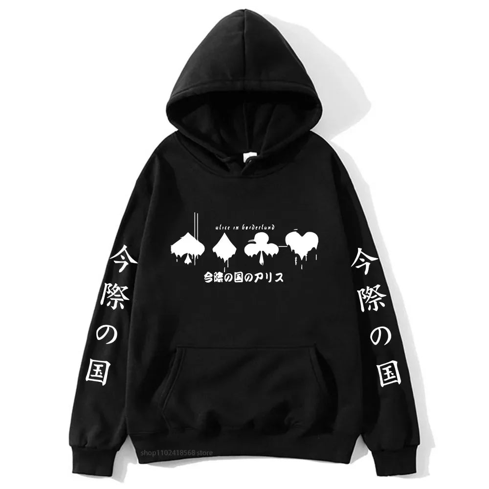 Hoodies Men Cartoon Cards Sweatshirt Harajuku Graphic Streetwear Women Anime Tops Men Clothing Y2k Sudaderas