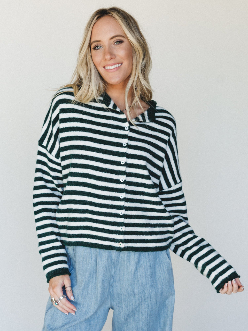 Aira Button Down Cardigan - Forest - Pre Order