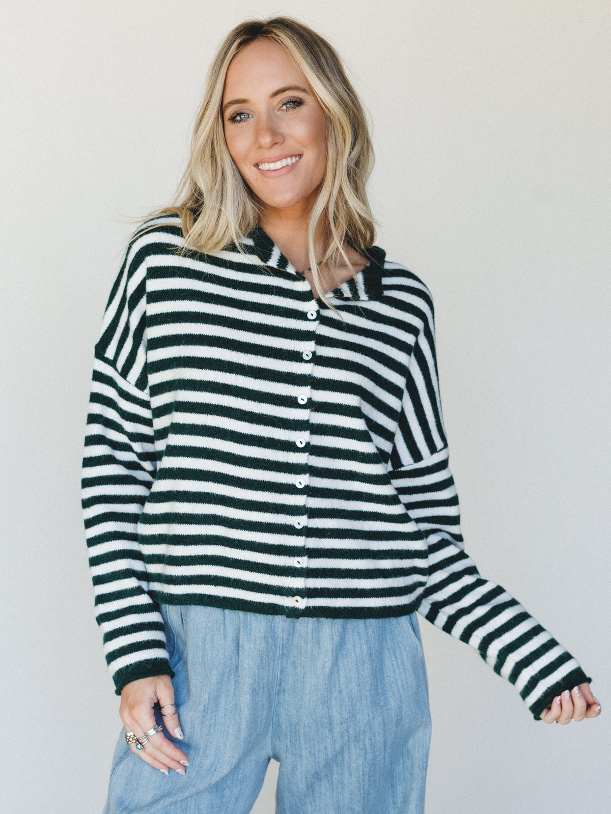 Aira Button Down Cardigan - Forest