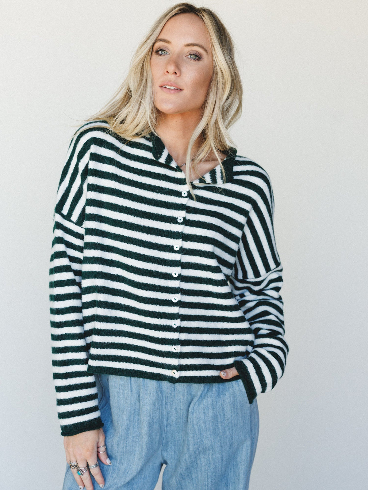Aira Button Down Cardigan - Forest