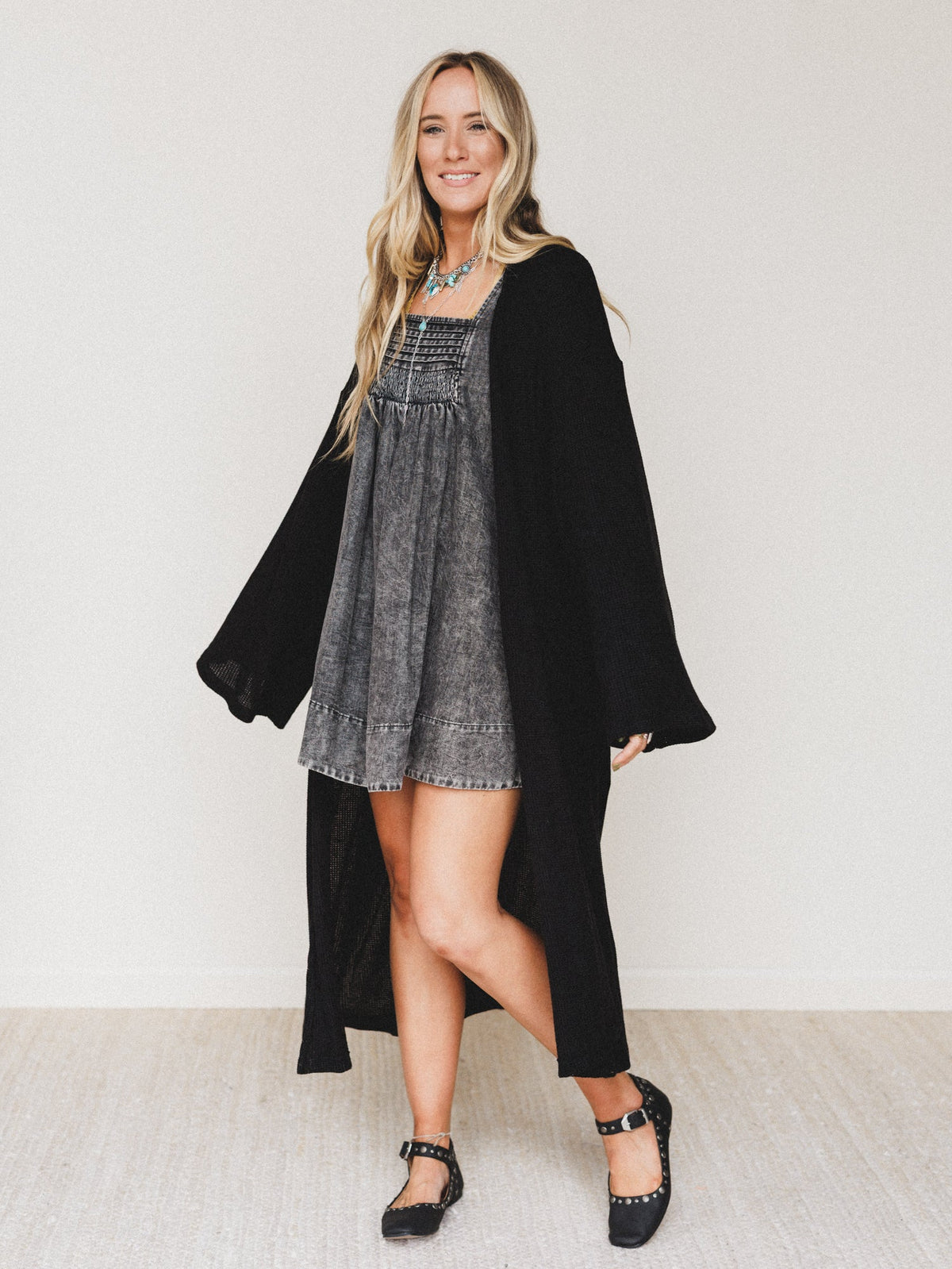 The Nest Emma Lu Duster Cardigan - Black - Pre Order