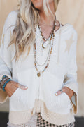 Casual Stars Zip Up Hoodie - Ivory