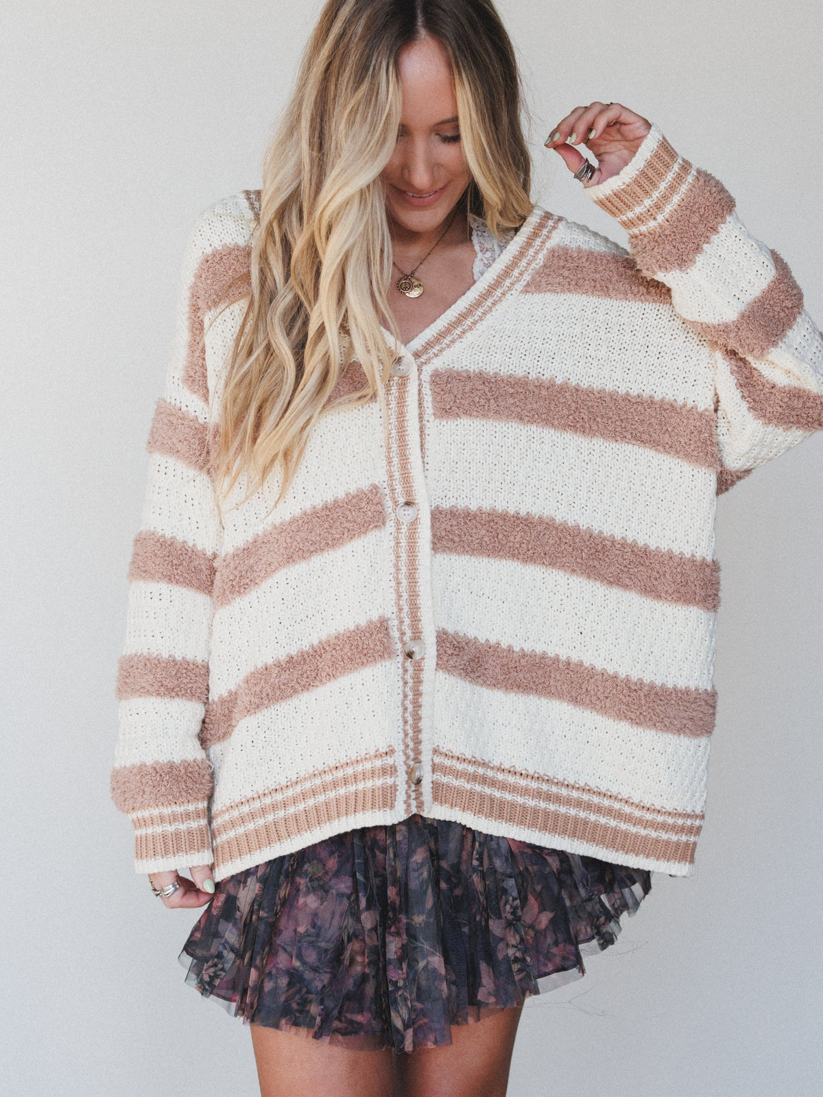 Newport Button Down Cardigan - Cream