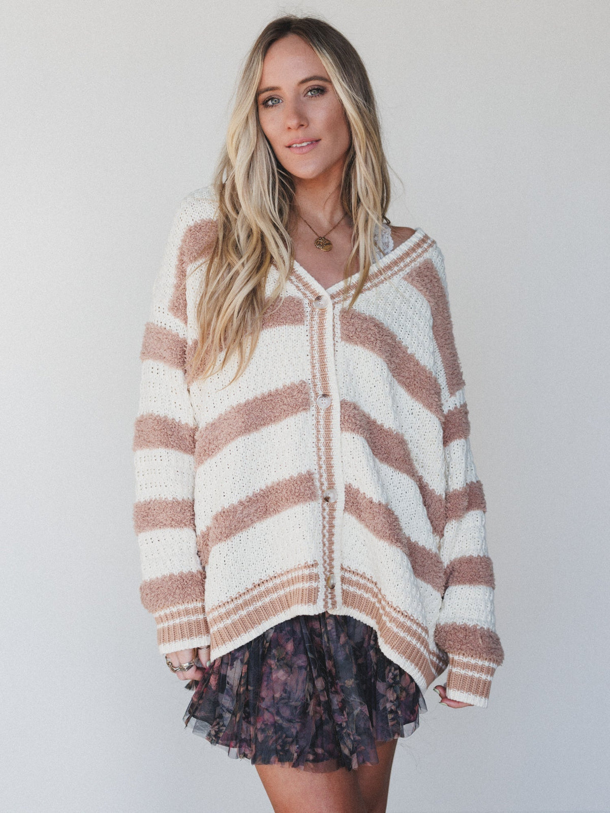 Newport Button Down Cardigan - Cream