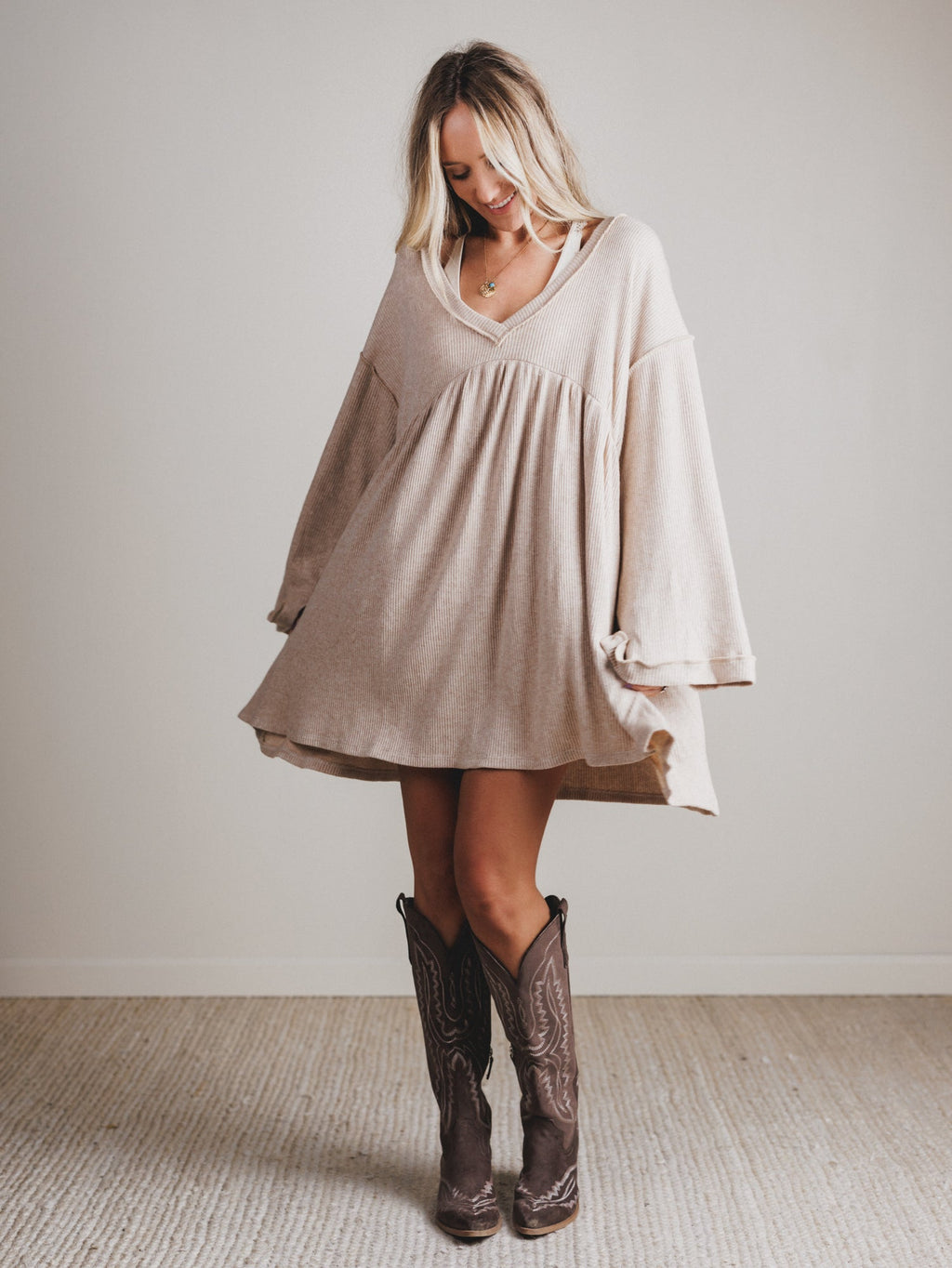 The Nest Carefree Mini Dress - Stone - Pre Order