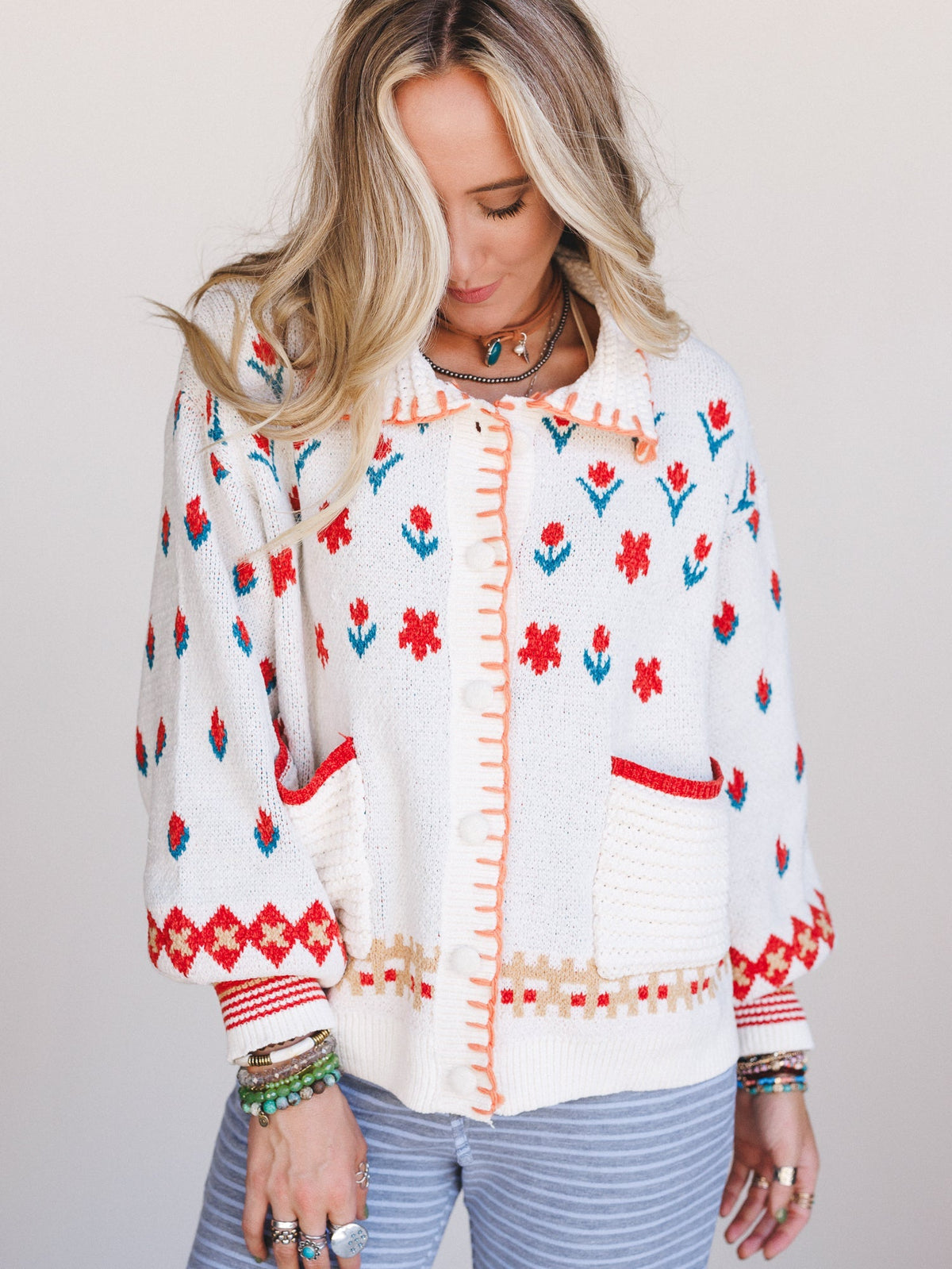 Country Heart Sweater - Cream