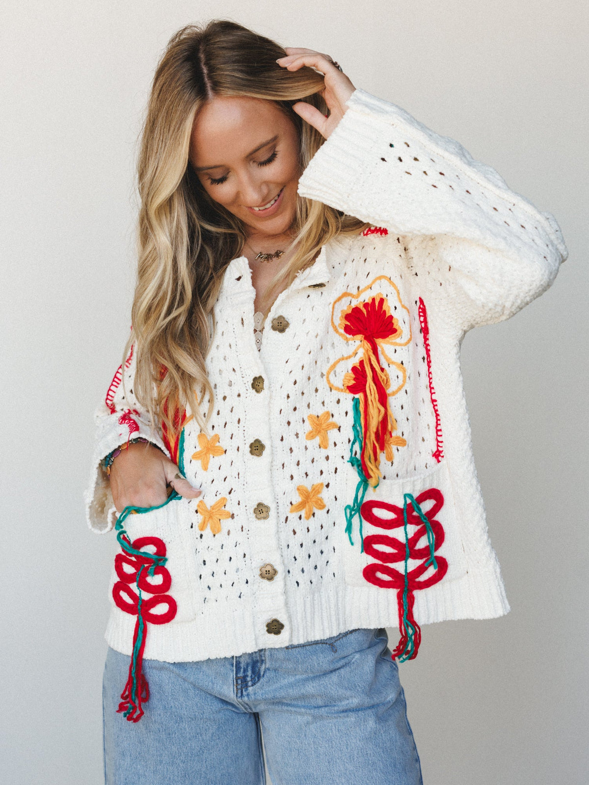 Garden Girl Cardigan - Powder Cream