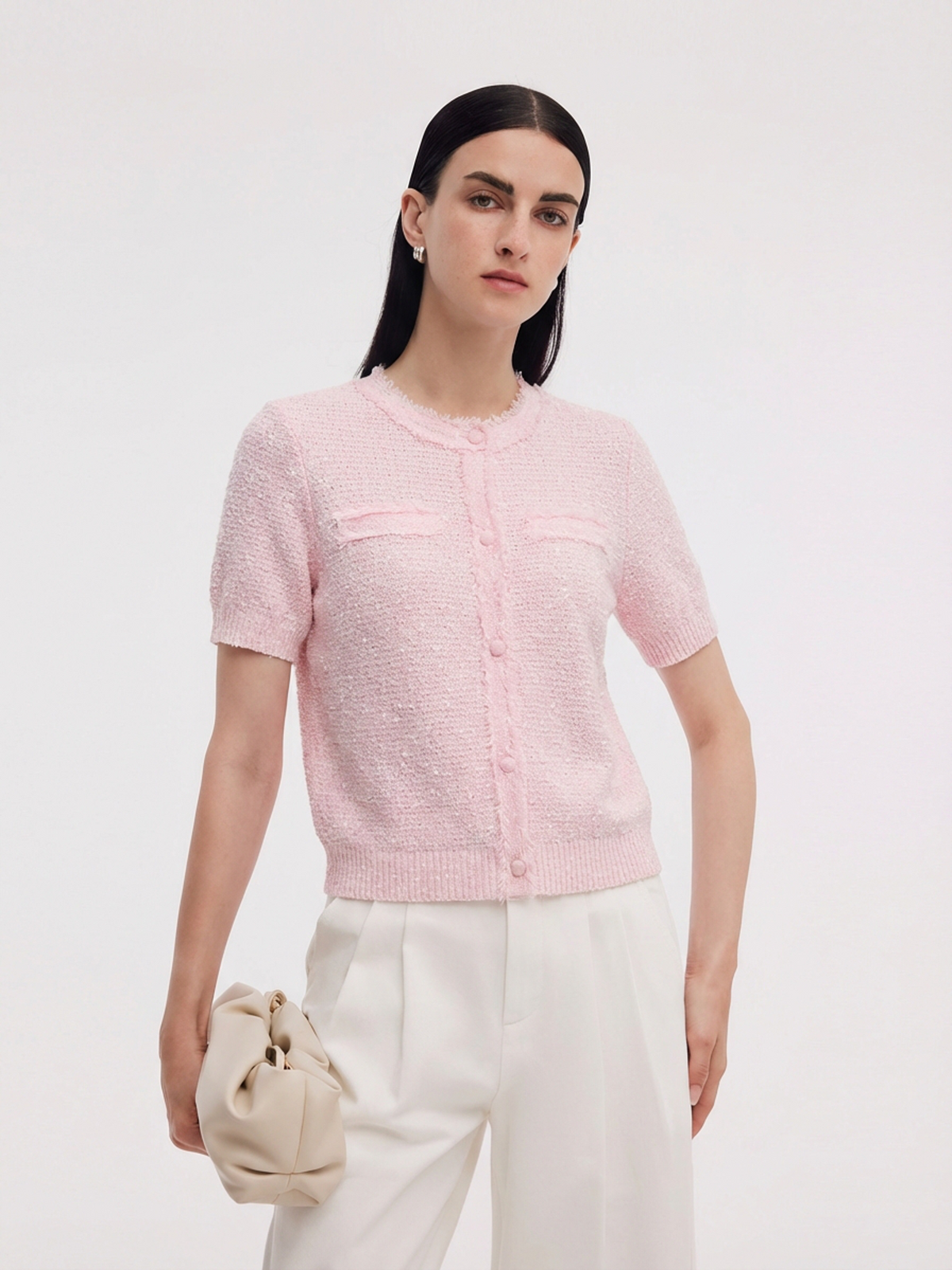 Frayed Edge Women Knit Top