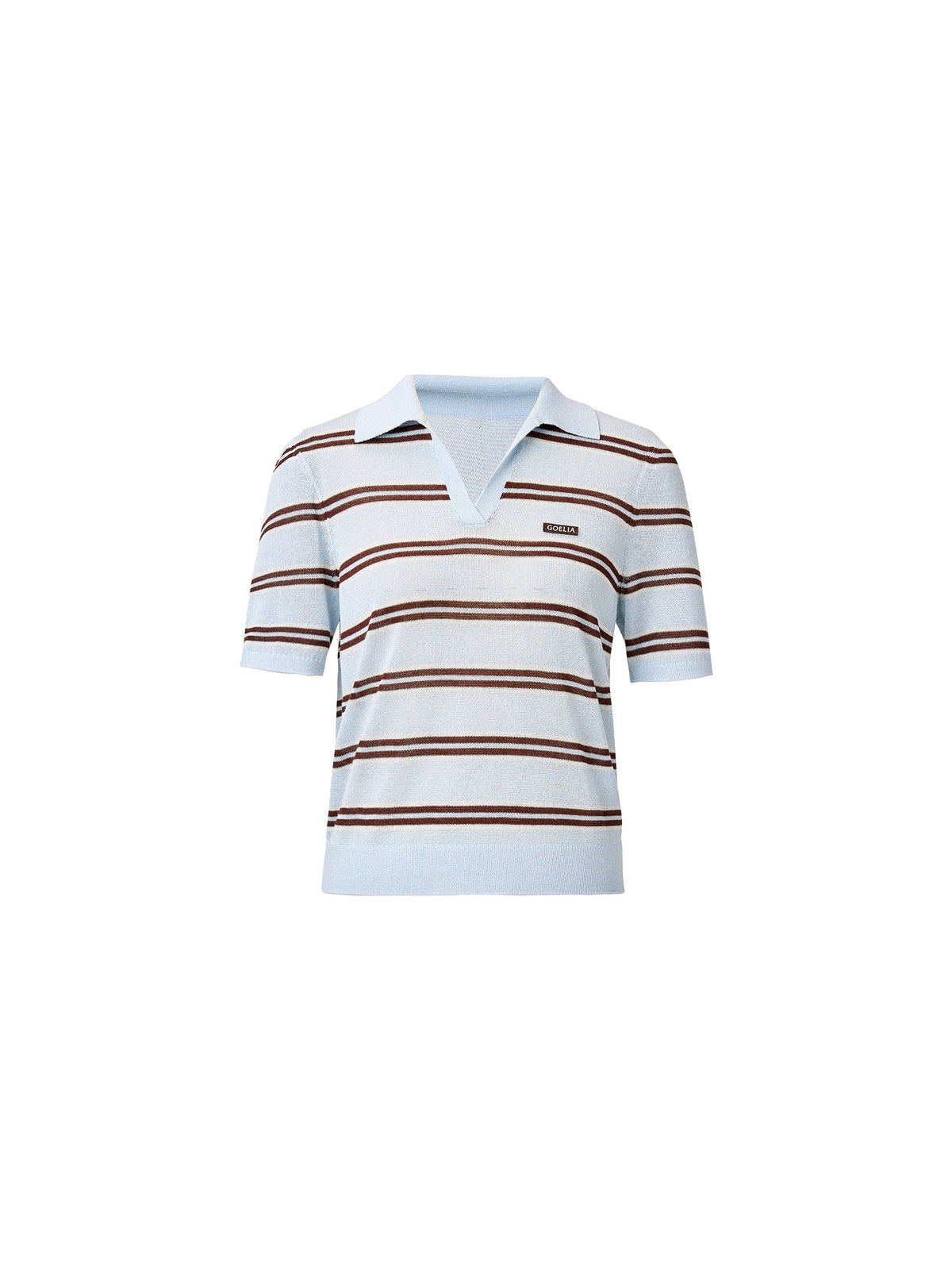 Navy Combo Stripe Women Polo Knit Top