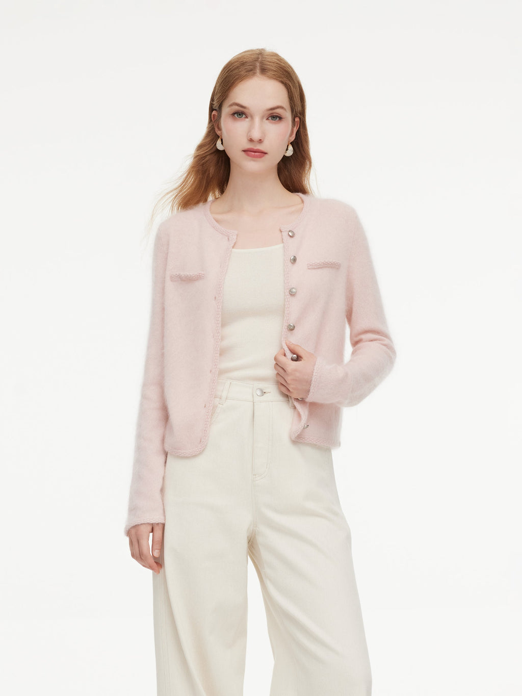 100% Brushed Cashmere Women Cardigan