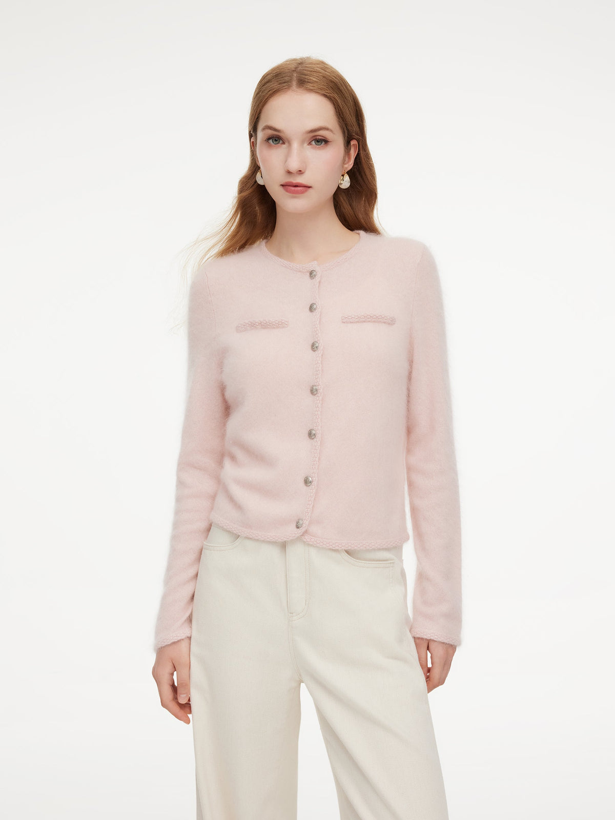 100% Brushed Cashmere Women Cardigan