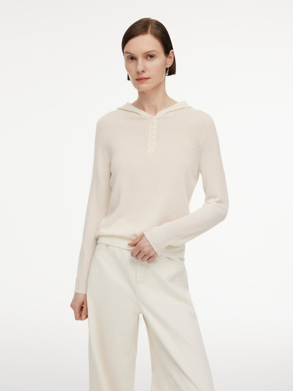 100% Cashmere Seamless Women Knit Hoodie