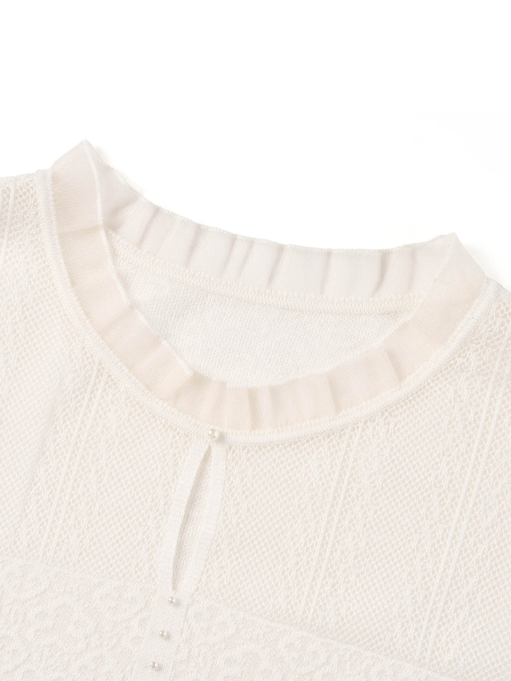 Jacquard Ruffle Neck Women Knit Top
