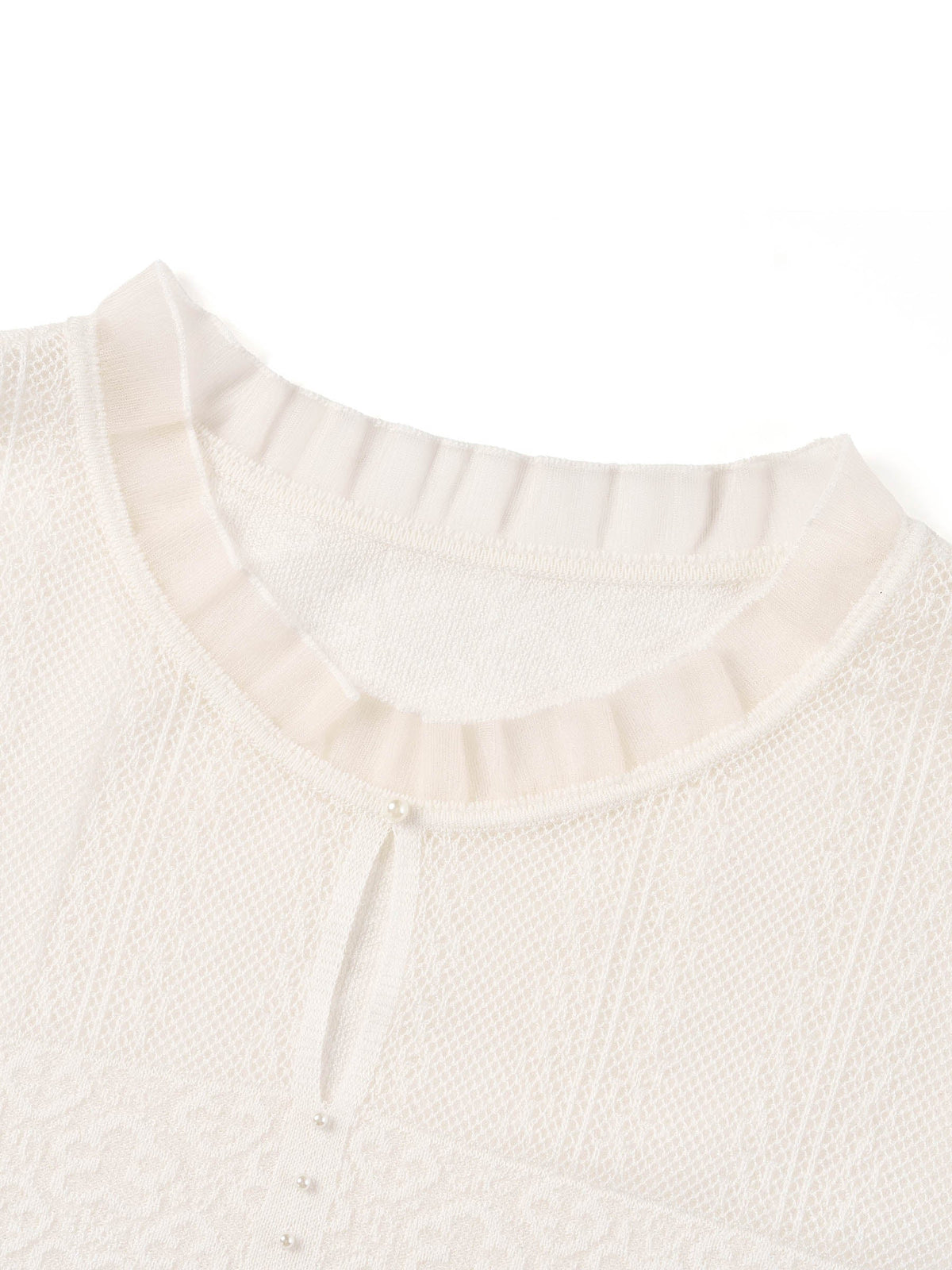 Jacquard Ruffle Neck Women Knit Top