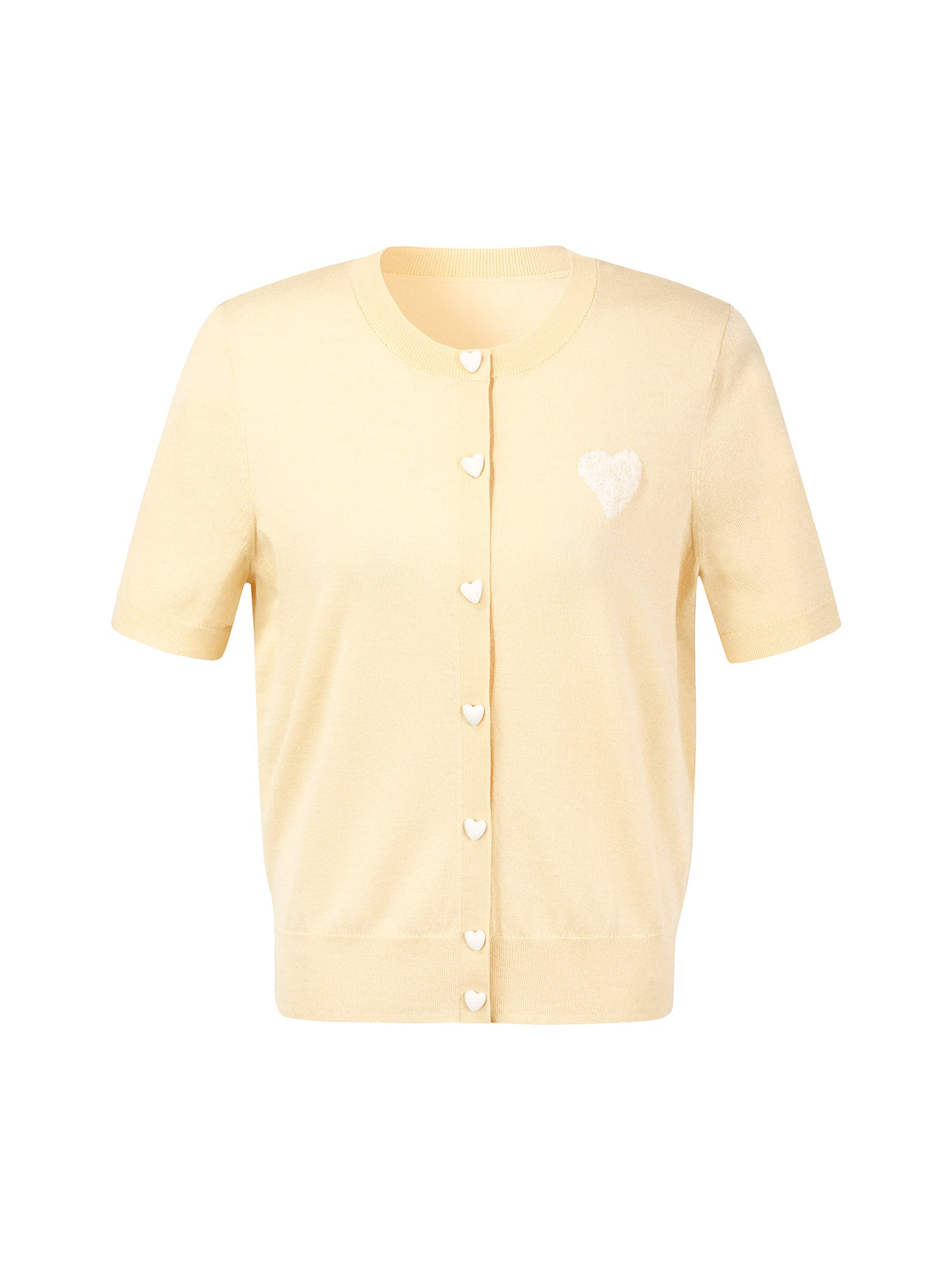 Lyocell Blend Sequined Heart Women Short Sleeve Cardigan