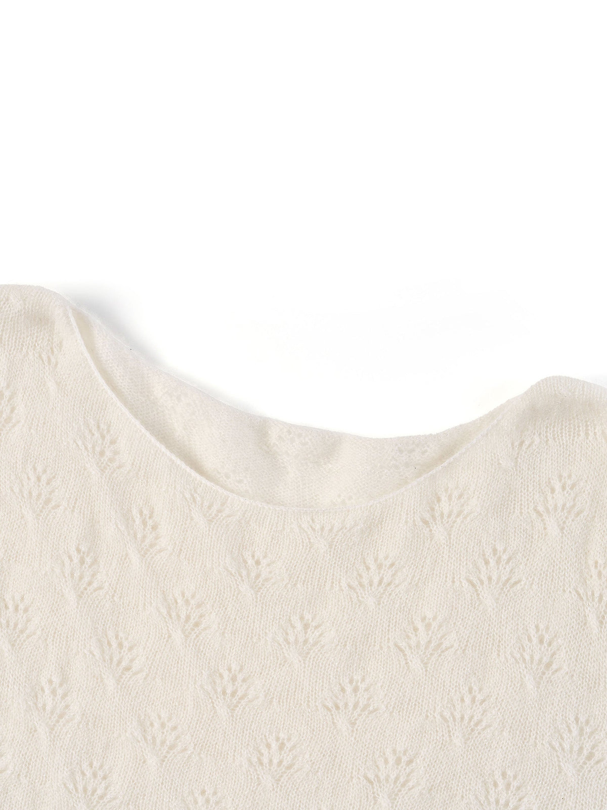 Cashmere Boat Neck Pointelle Knit Women Sweater