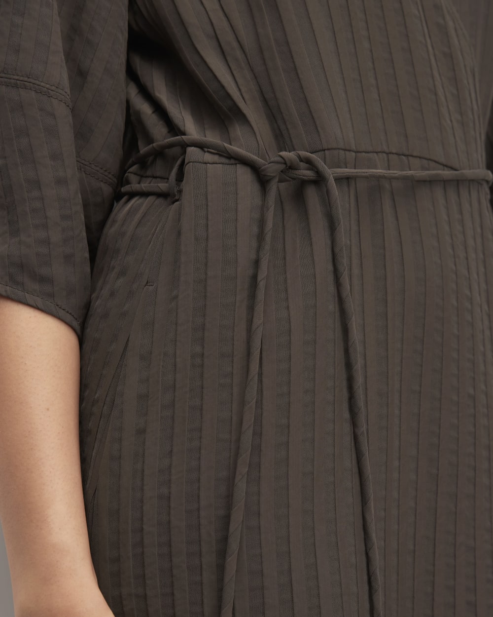 The City Stripe Wrap Dress | Earth Brown