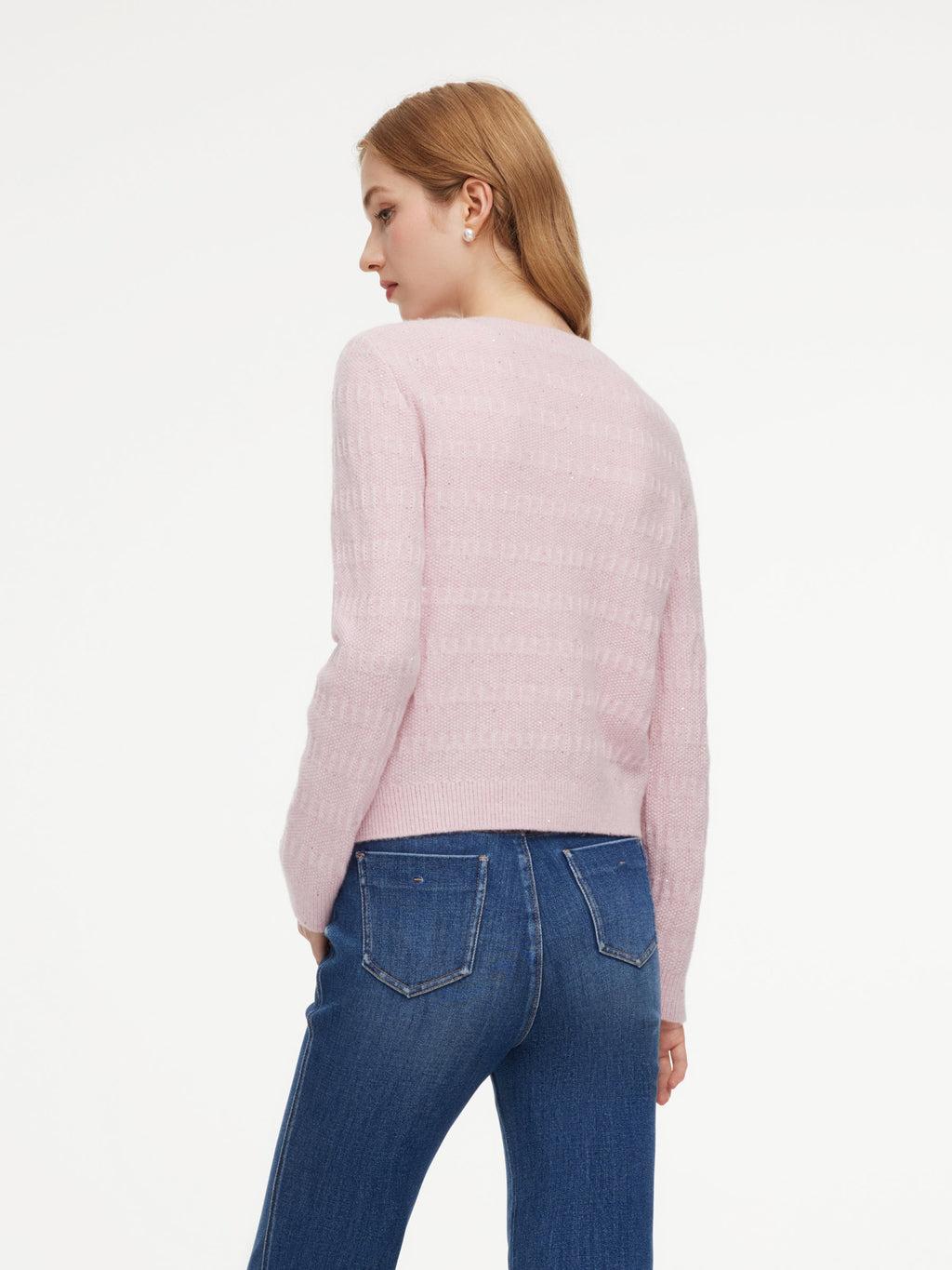 Wool Blend Round Neck Sequins Women Cardigan