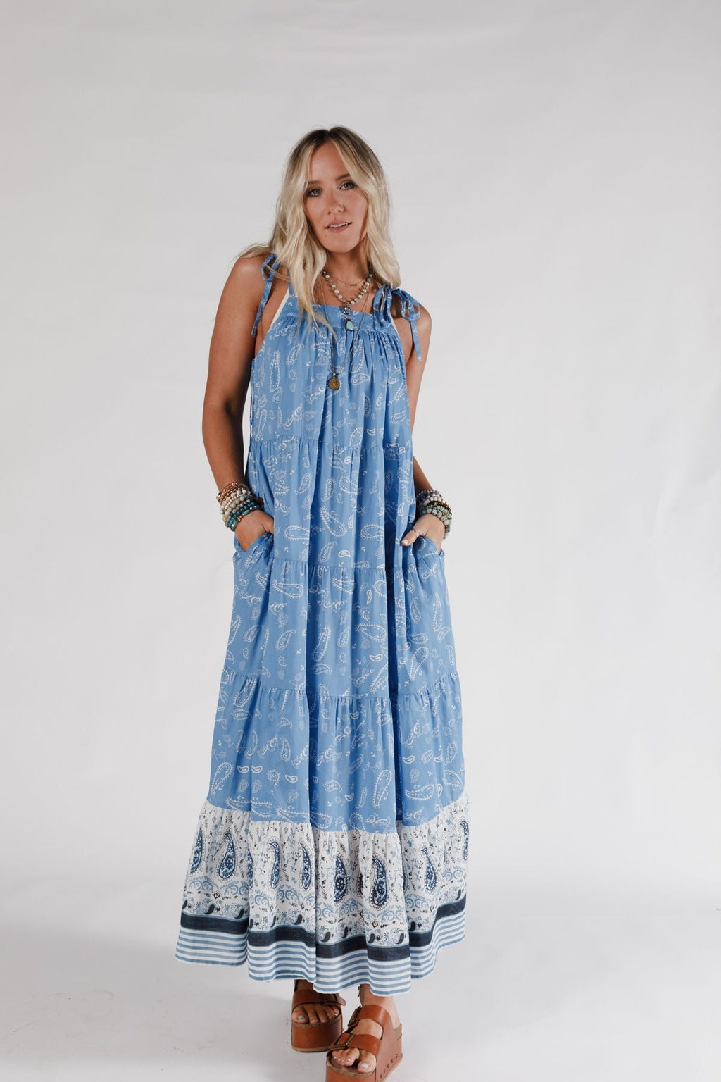 Golden Meadow Maxi Dress - Blue - Pre Order