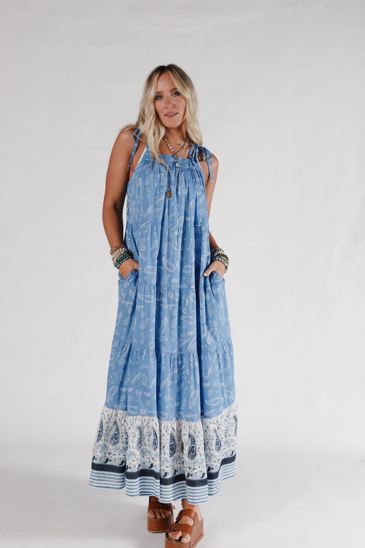 Golden Meadow Maxi Dress - Blue - Pre Order