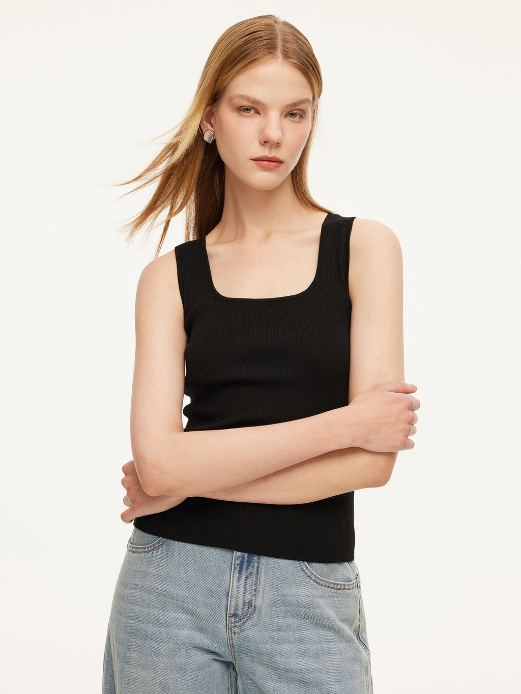 Square Neck Women Knit Tank Top