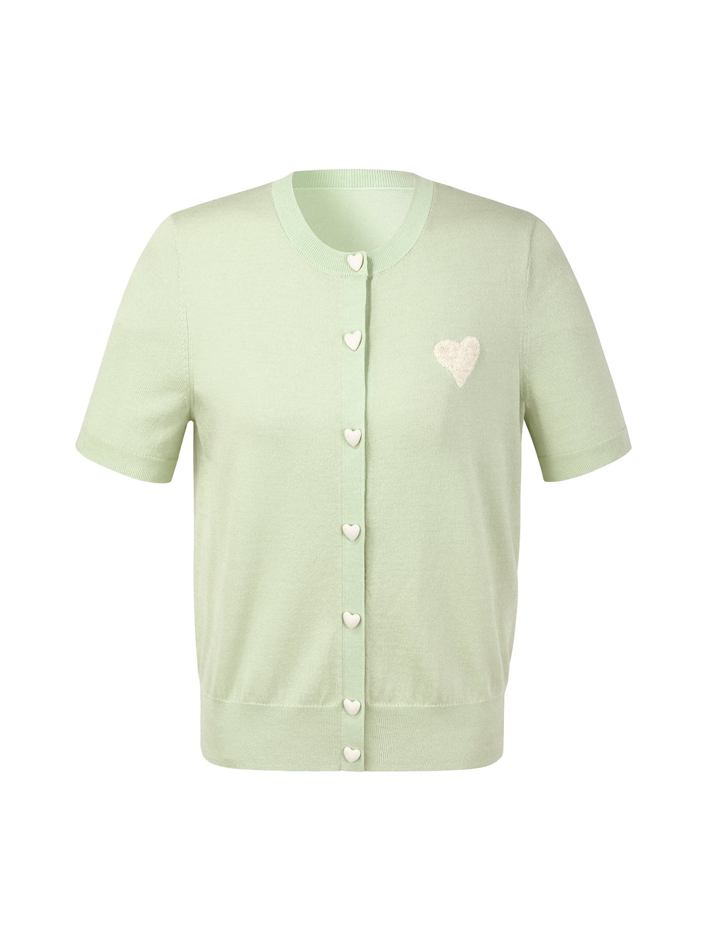 Lyocell Blend Sequined Heart Women Short Sleeve Cardigan