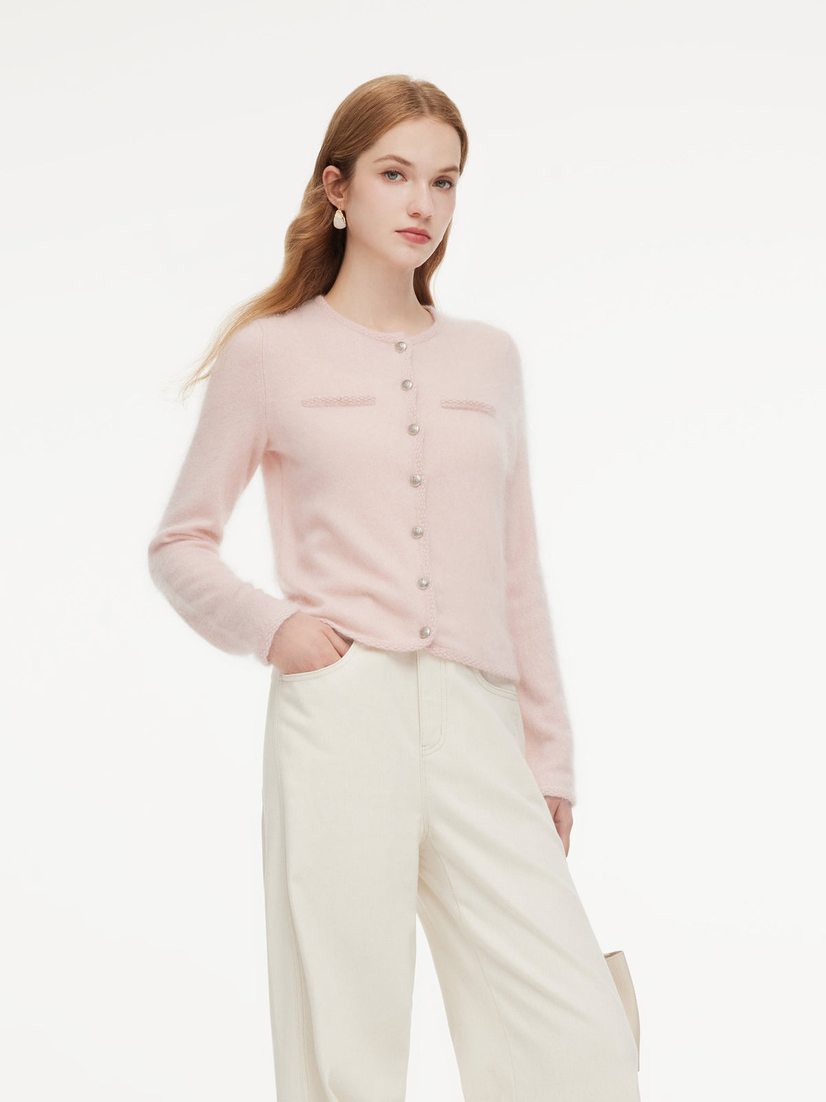 100% Brushed Cashmere Women Cardigan