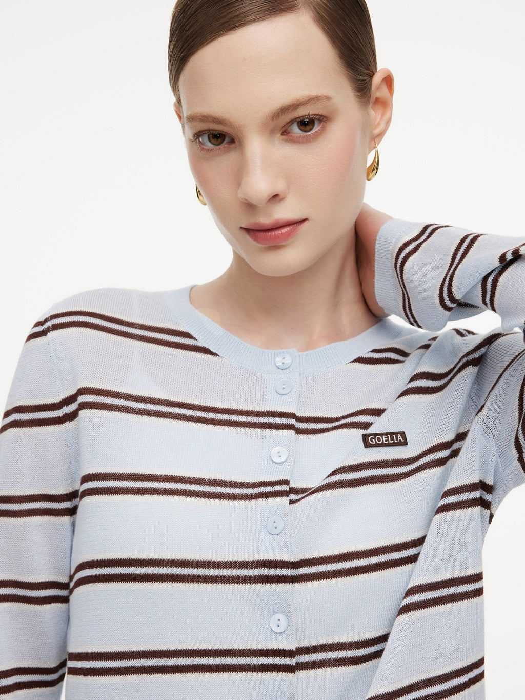 Navy Combo Stripe Women Cardigan