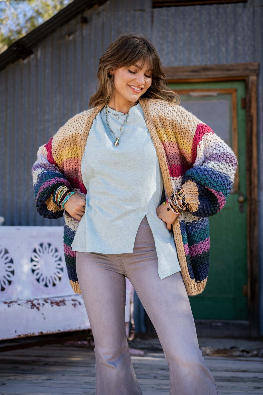 Wrapped up in Color Knit Cardigan - Neutral - Pre Order