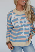 Cosmic Love Star Patch Sweater - Blue