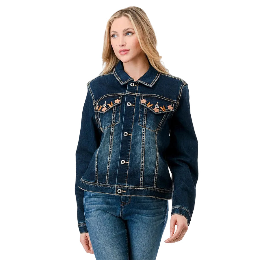 Grace in LA Women's Denim Jacket - Paisley Embroidery