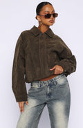 So Easy Faux Suede Jacket Khaki