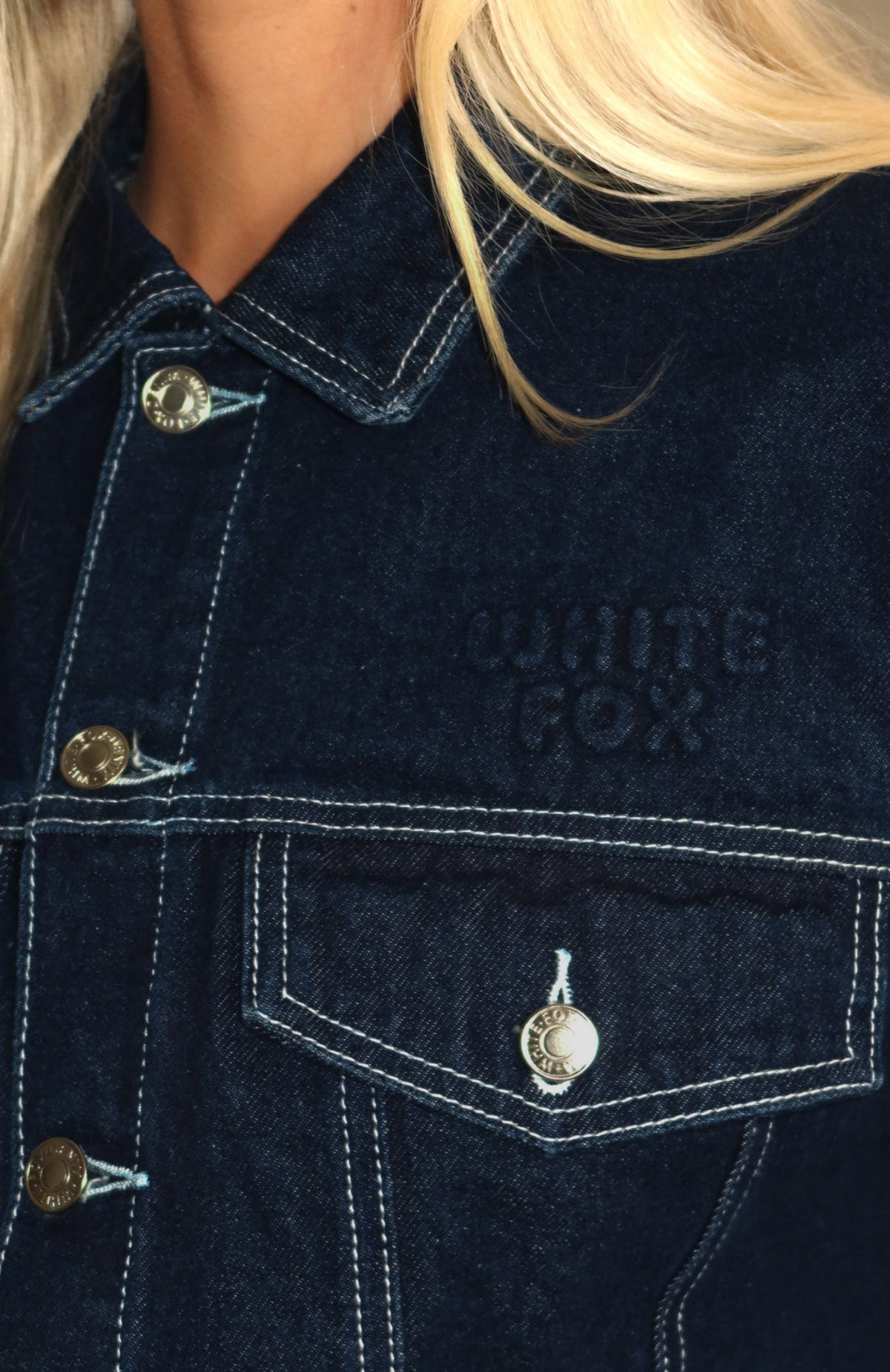 Something To Prove Cropped Denim Jacket Dark Indigo Wash