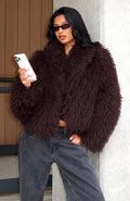Weekend Away Faux Fur Jacket Chocolate